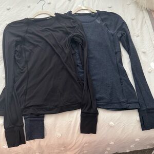 TWO Lululemon It’s Rulu Long sleeve. Black and Heathered black/navy. Size 8.